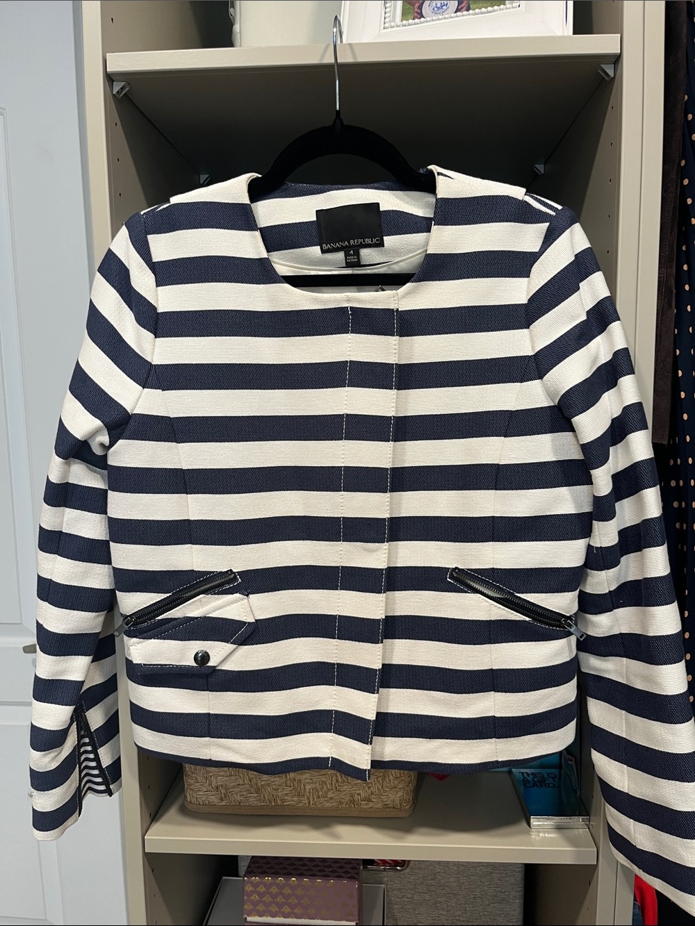 Banana Republic Women's Navy & White Striped Jacket